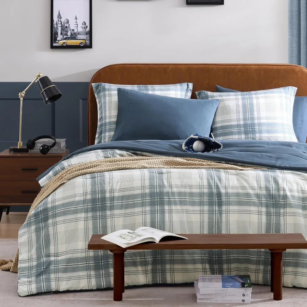 7-Piece QUEEN Size  Blue Grey Comforter Set