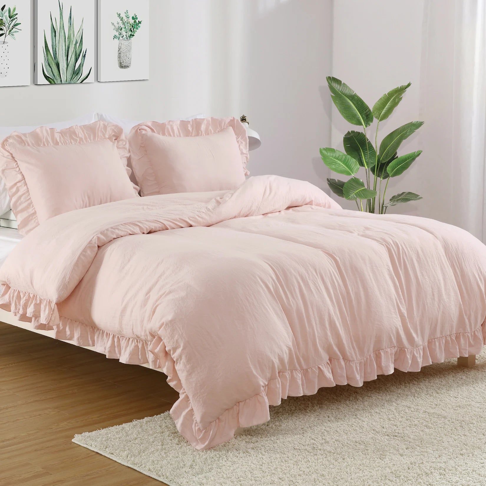 3 PC Ruffled Duvet Cover Set- COMFORTER NOT INCLUDED.