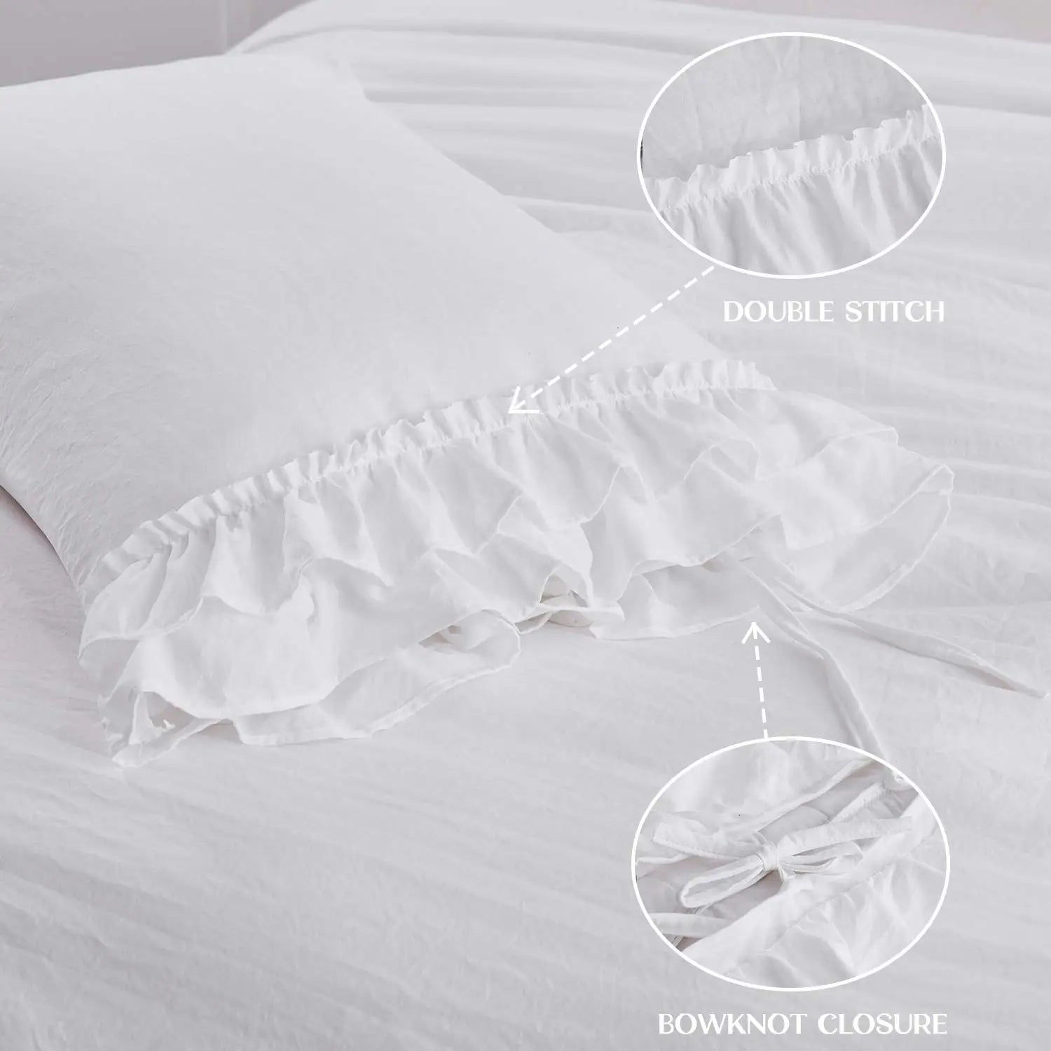 3 Piece Ruffled DUVET Cover Set Queen- COMFORTER NOT INCLUDED