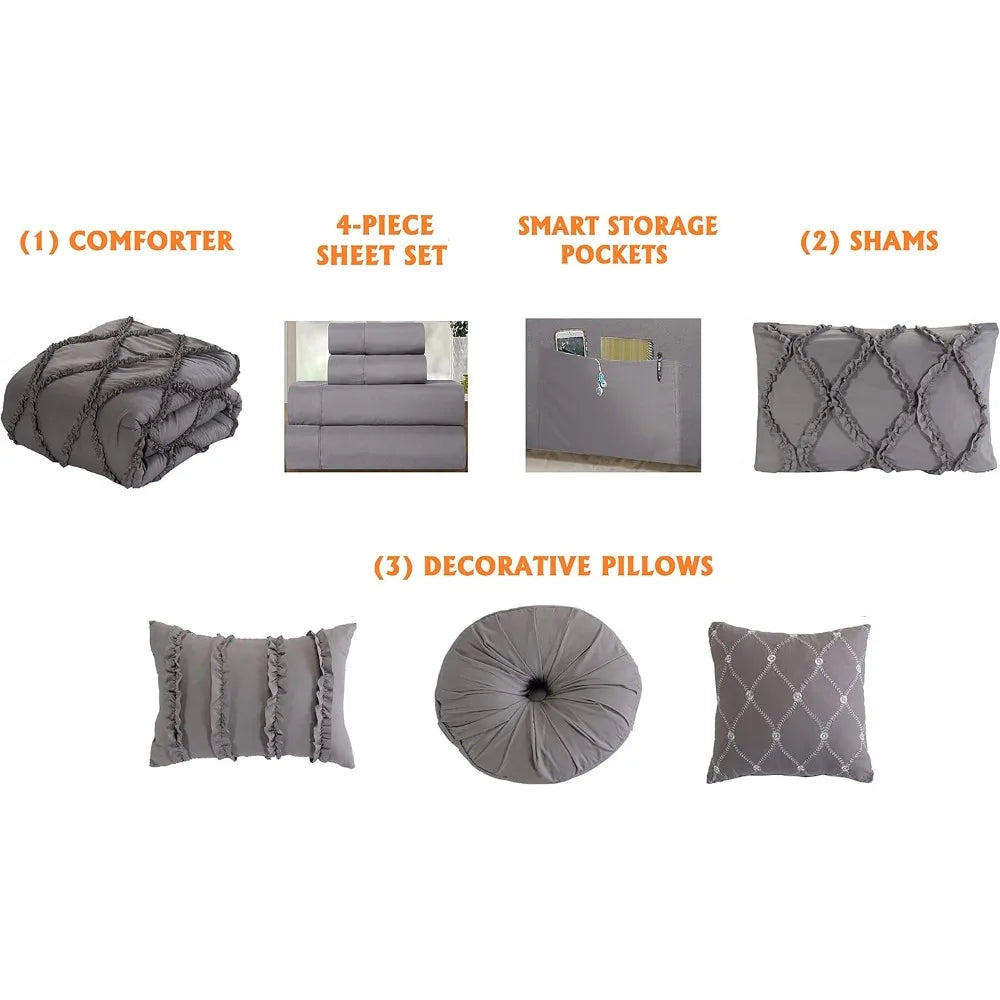 10-Piece FULL/ QUEEN SIZE - Elegant Infinity Design Comforter Set