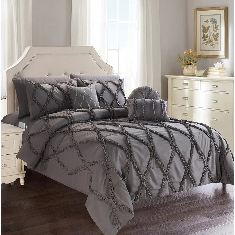 10-Piece FULL/ QUEEN SIZE - Elegant Infinity Design Comforter Set