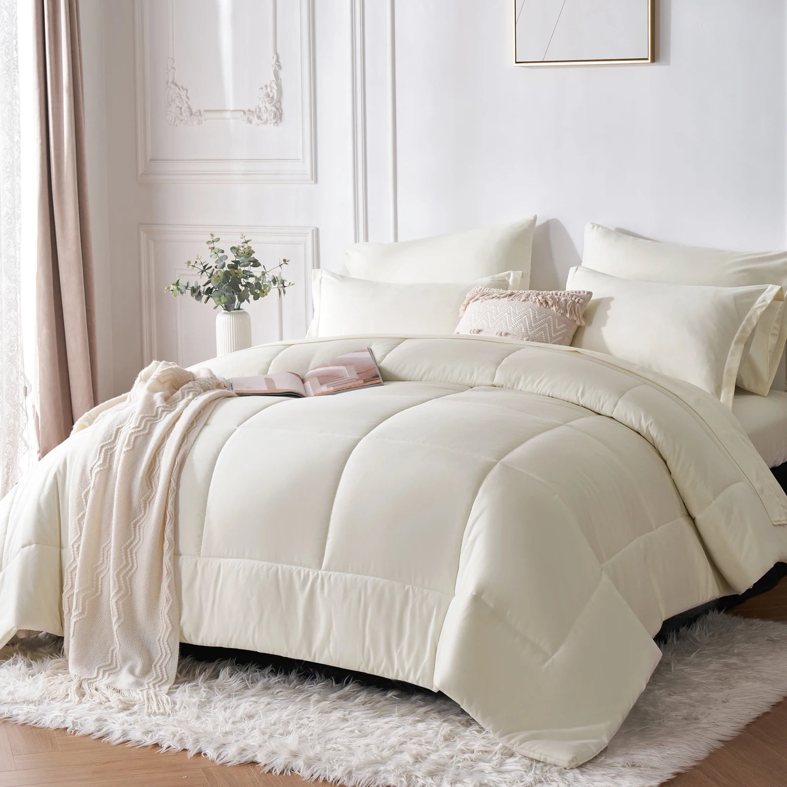 7 Piece solid Color Comforter Set QUEEN SIZE