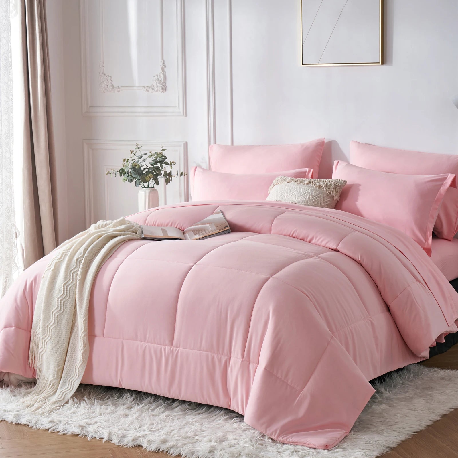 7 Piece solid Color Comforter Set QUEEN SIZE