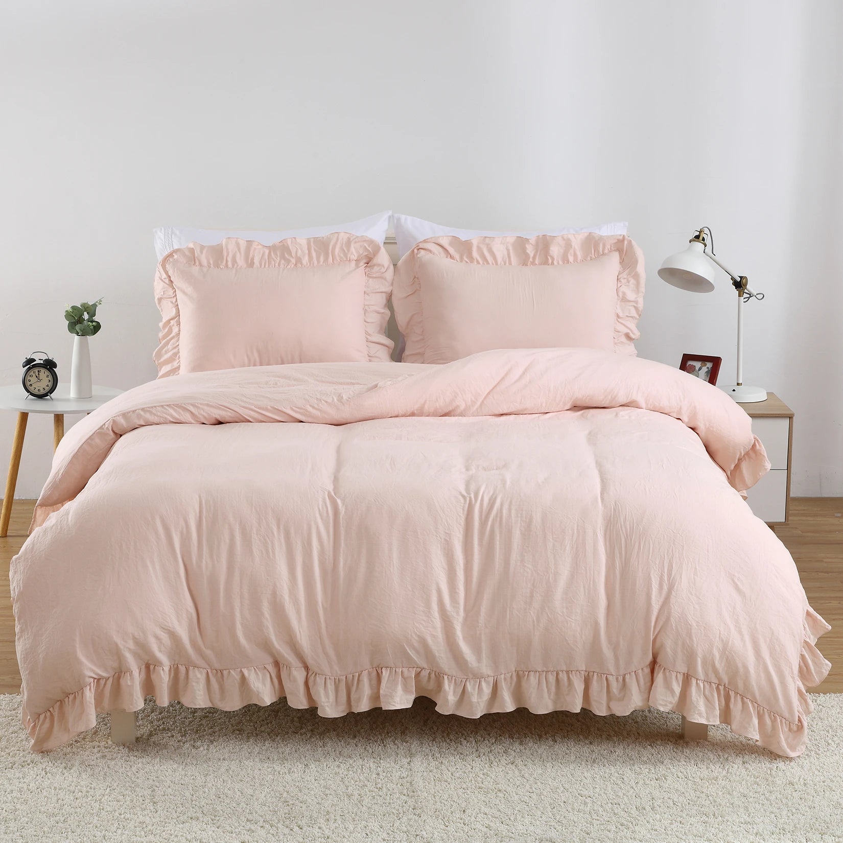 3 PC Ruffled Duvet Cover Set- COMFORTER NOT INCLUDED.