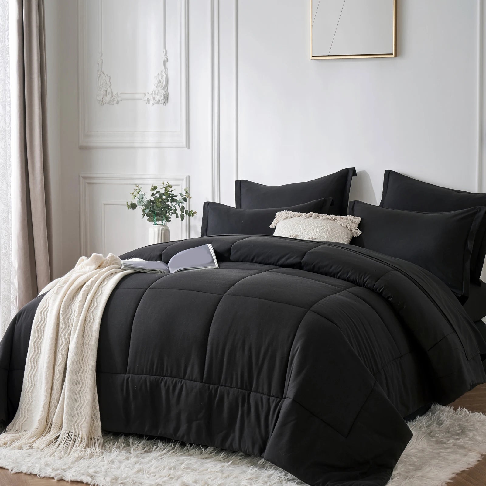 7 Piece solid Color Comforter Set QUEEN SIZE