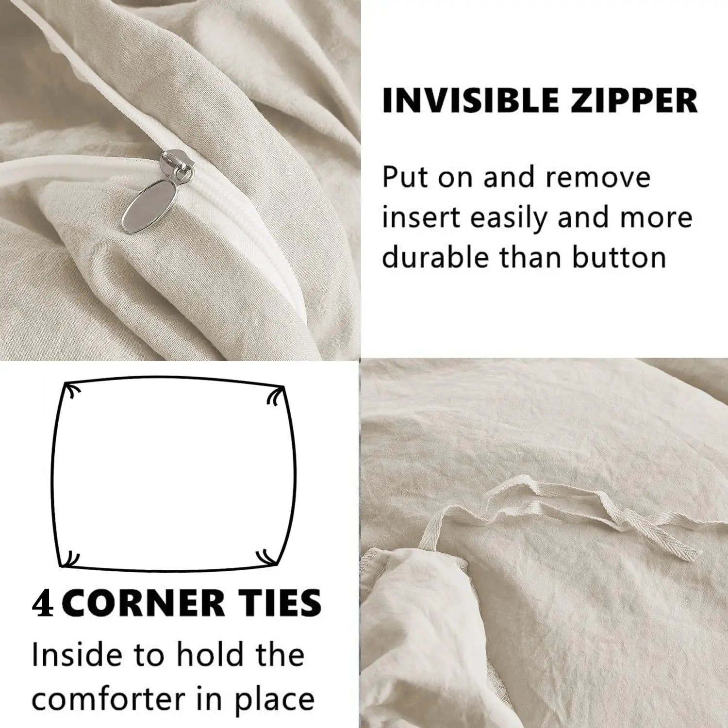 3 Piece Ruffled DUVET Cover Set Queen- COMFORTER NOT INCLUDED