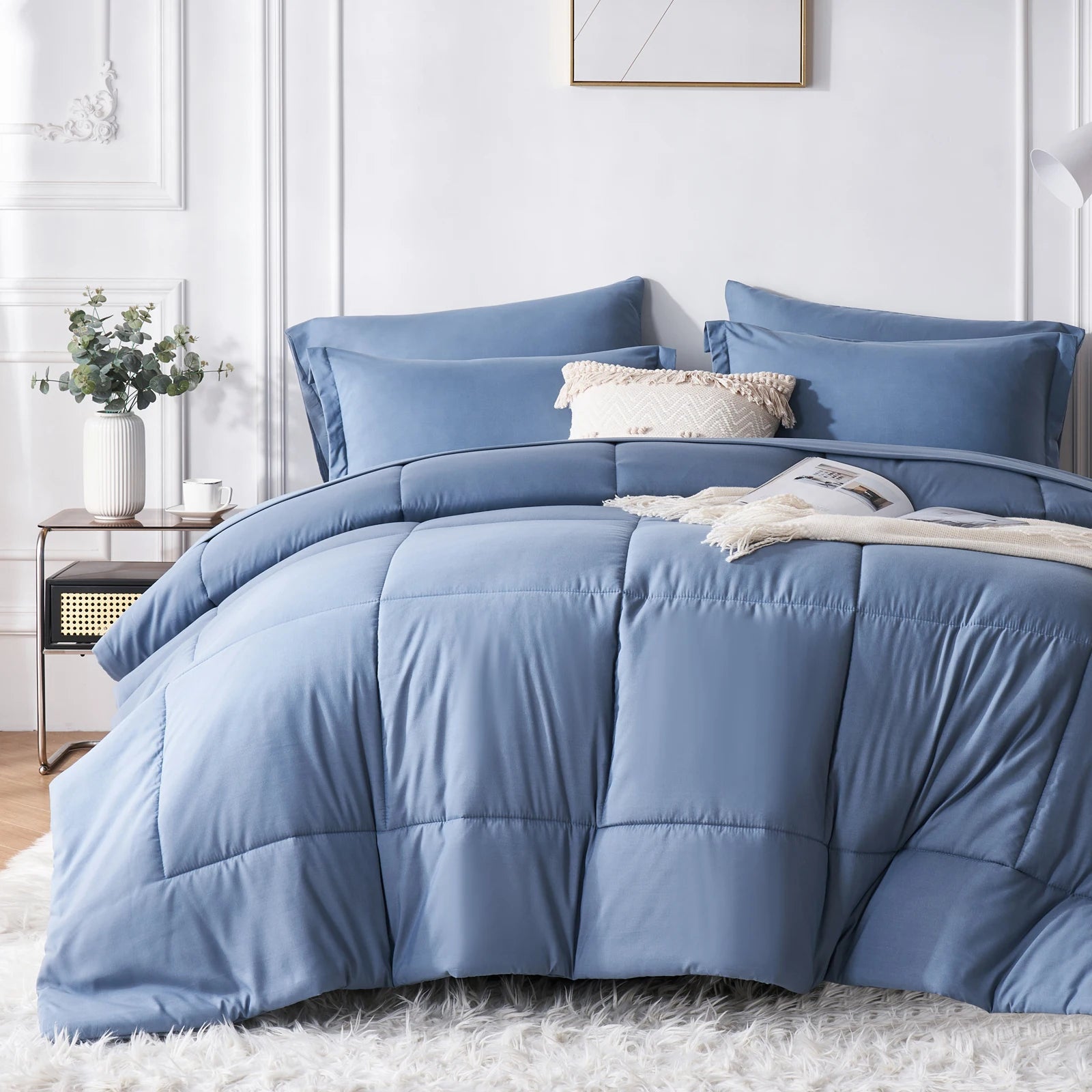 7 Piece solid Color Comforter Set QUEEN SIZE