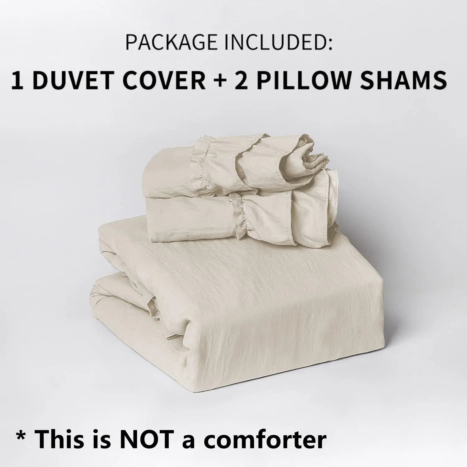 3 Piece Ruffled DUVET Cover Set Queen- COMFORTER NOT INCLUDED