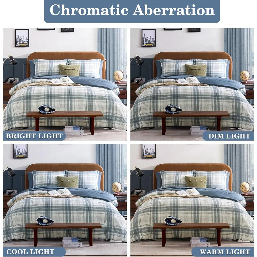 7-Piece QUEEN Size  Blue Grey Comforter Set