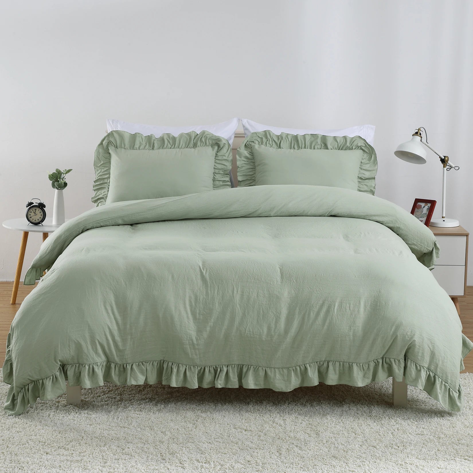 3 PC Ruffled Duvet Cover Set- COMFORTER NOT INCLUDED.