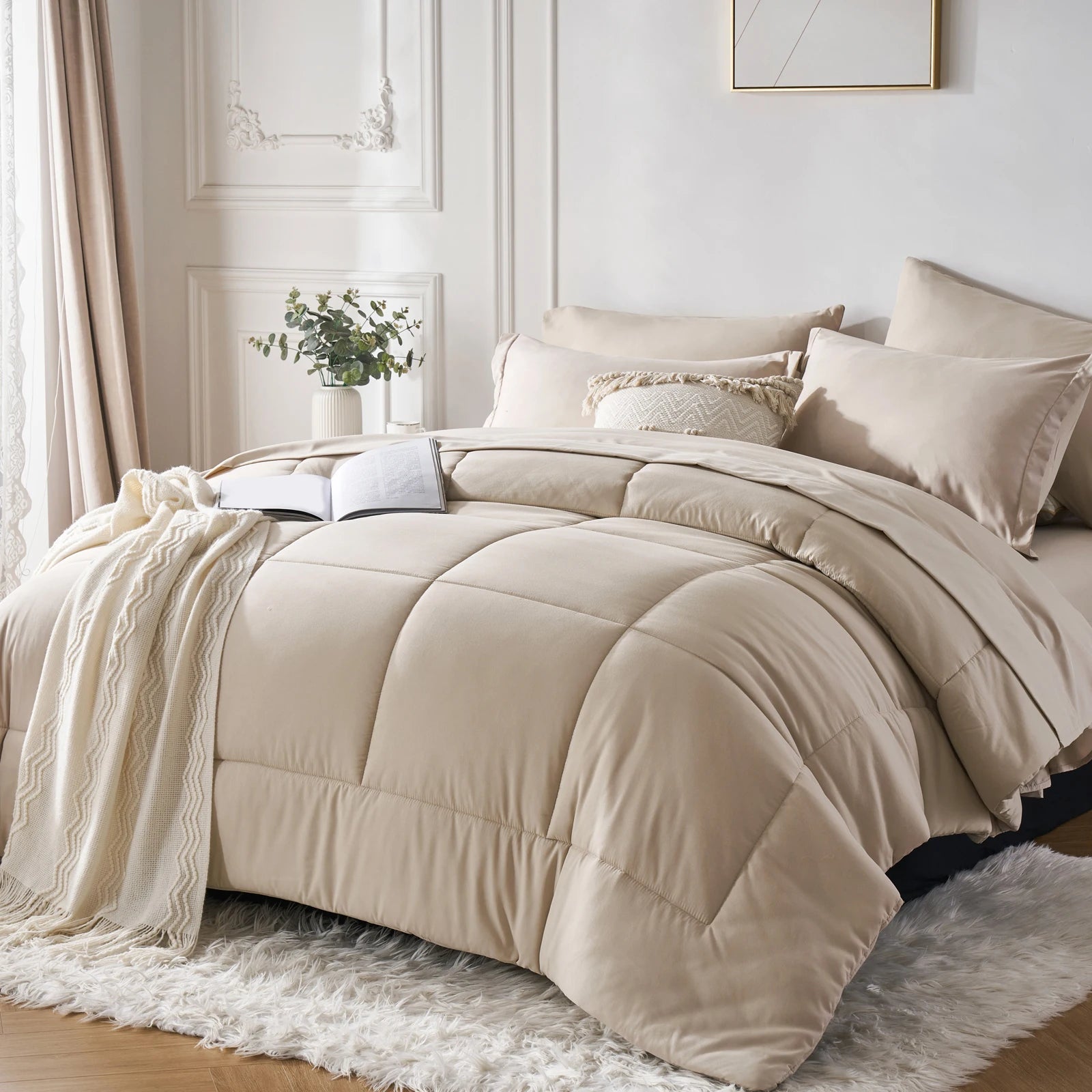 7 Piece solid Color Comforter Set QUEEN SIZE