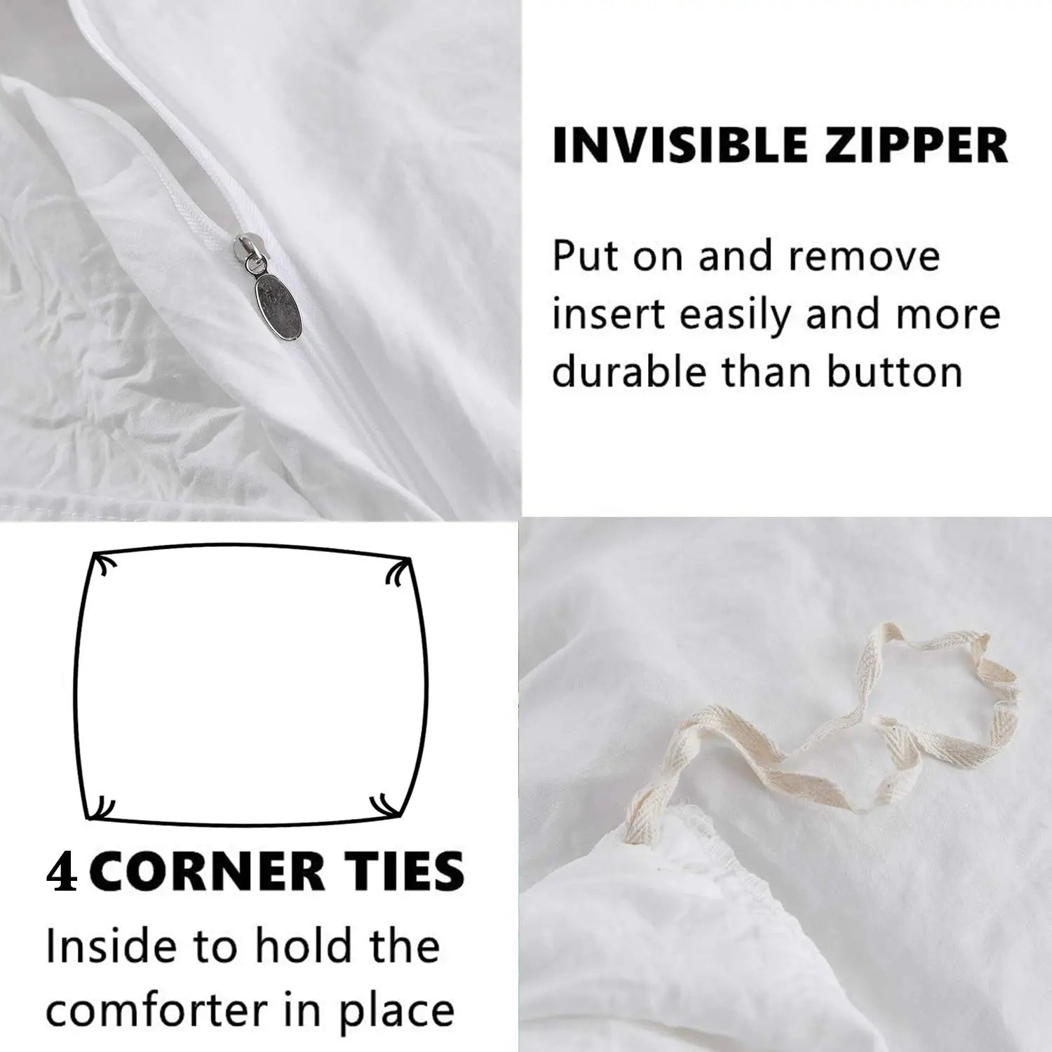 3 Piece Ruffled DUVET Cover Set Queen- COMFORTER NOT INCLUDED