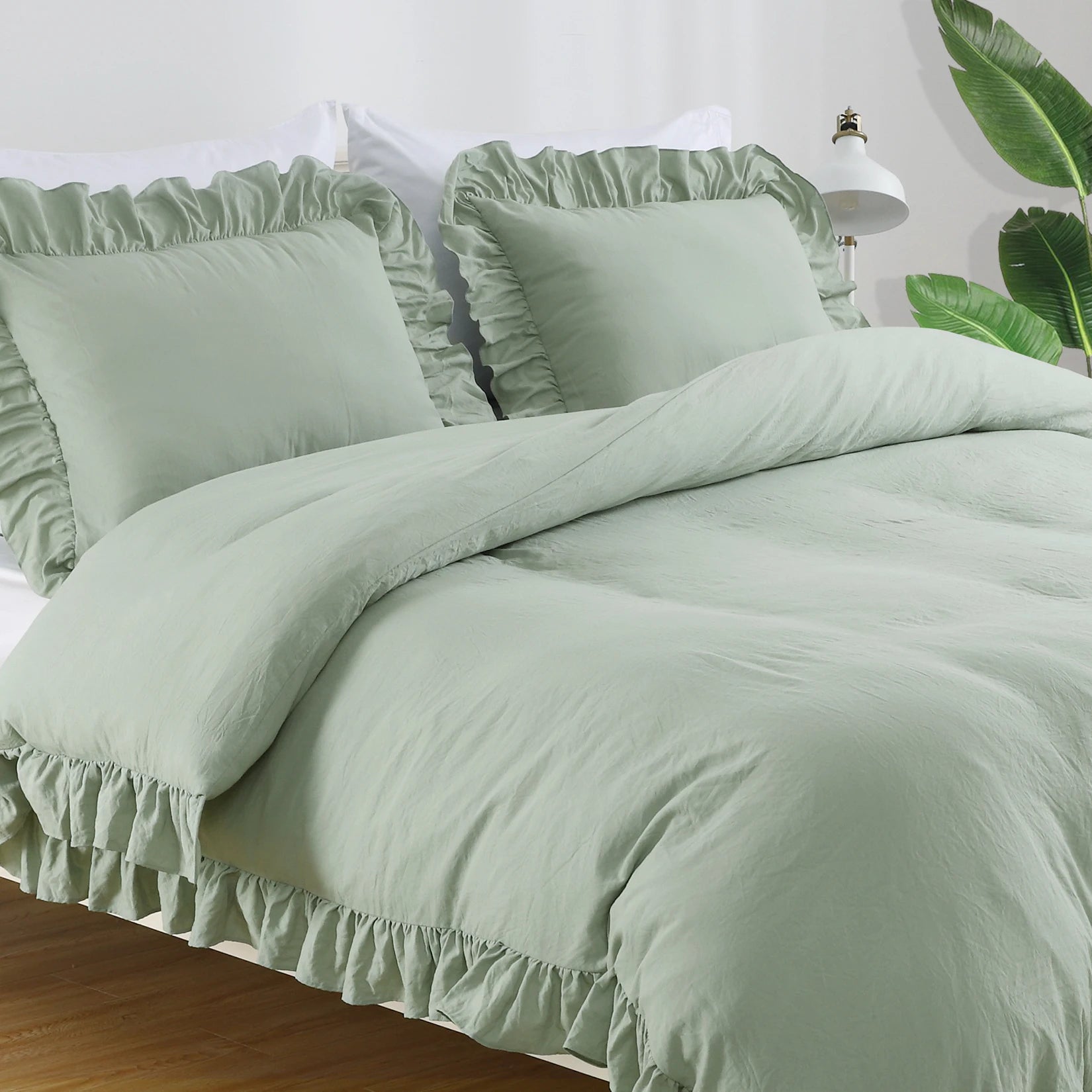 3 PC Ruffled Duvet Cover Set- COMFORTER NOT INCLUDED.