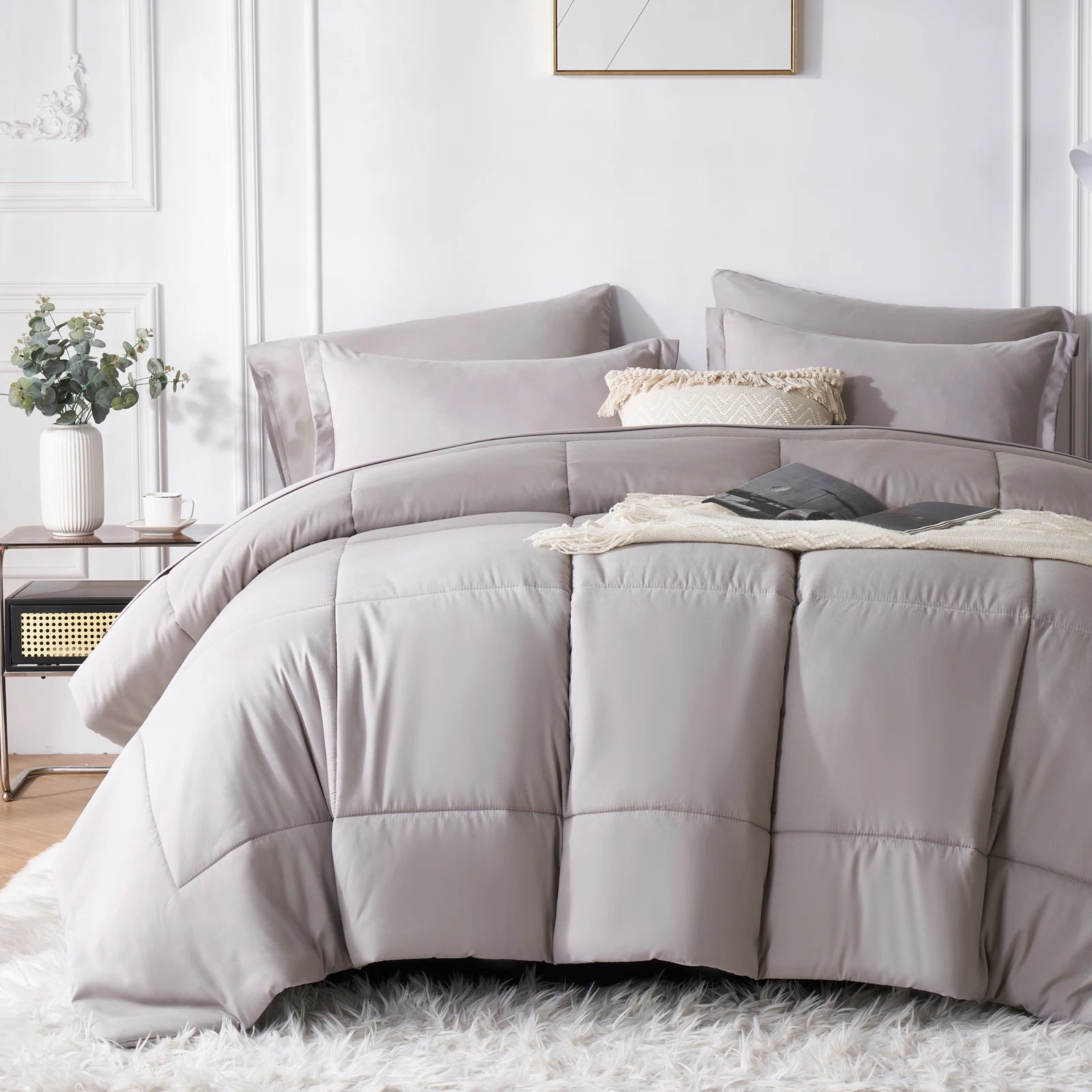 7 Piece solid Color Comforter Set QUEEN SIZE