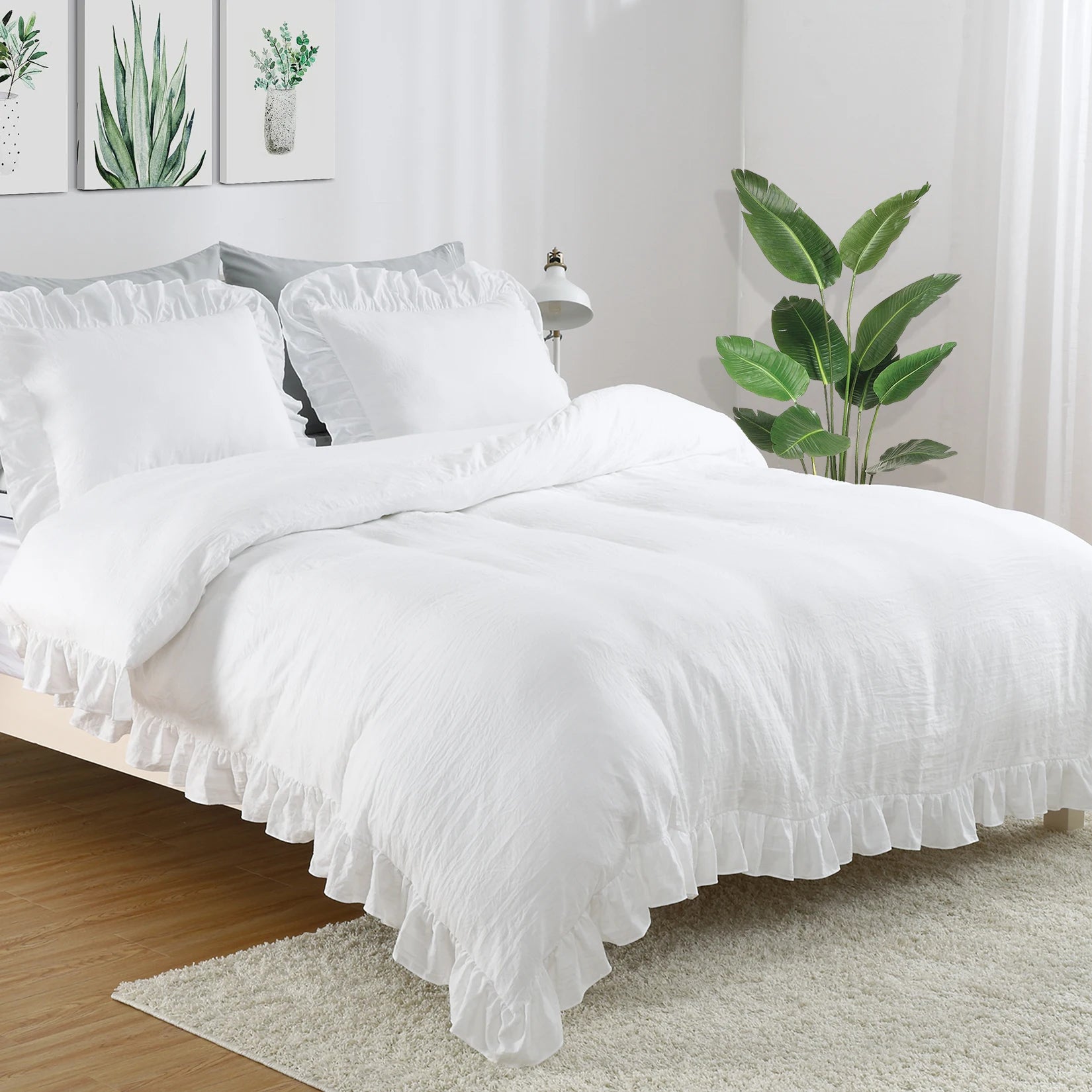 3 PC Ruffled Duvet Cover Set- COMFORTER NOT INCLUDED.
