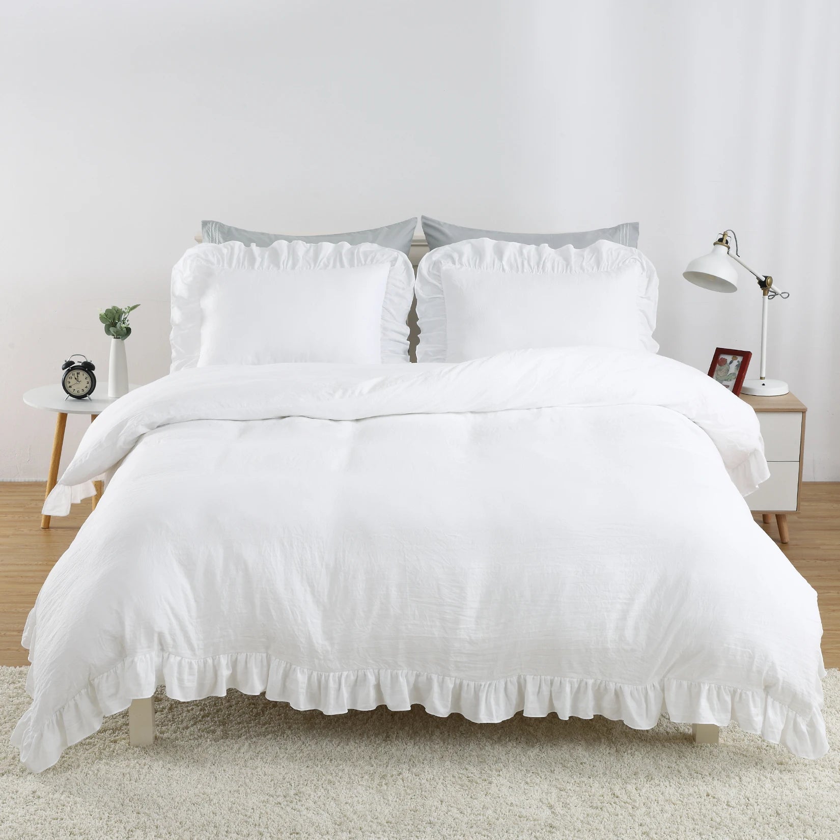 3 PC Ruffled Duvet Cover Set- COMFORTER NOT INCLUDED.