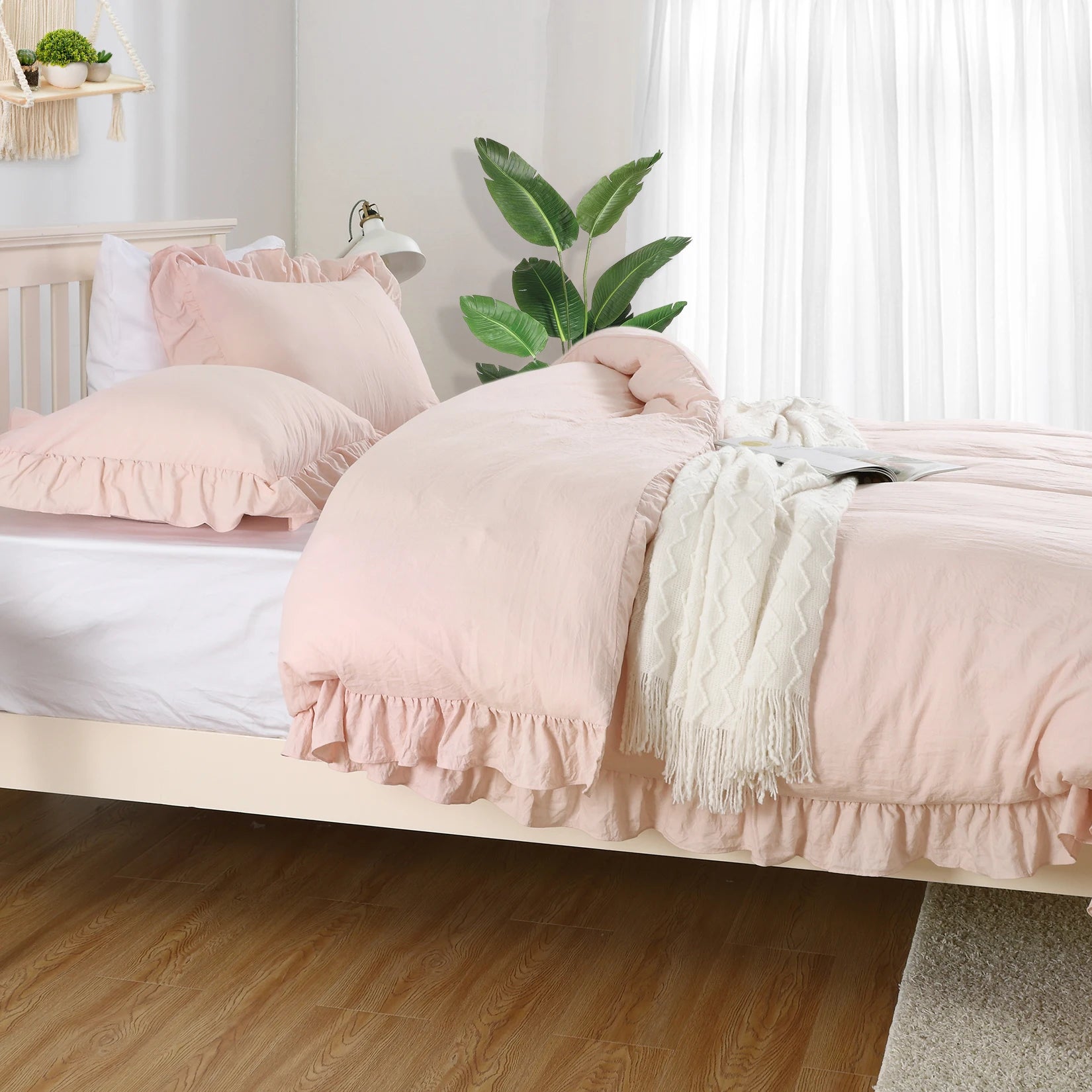 3 PC Ruffled Duvet Cover Set- COMFORTER NOT INCLUDED.