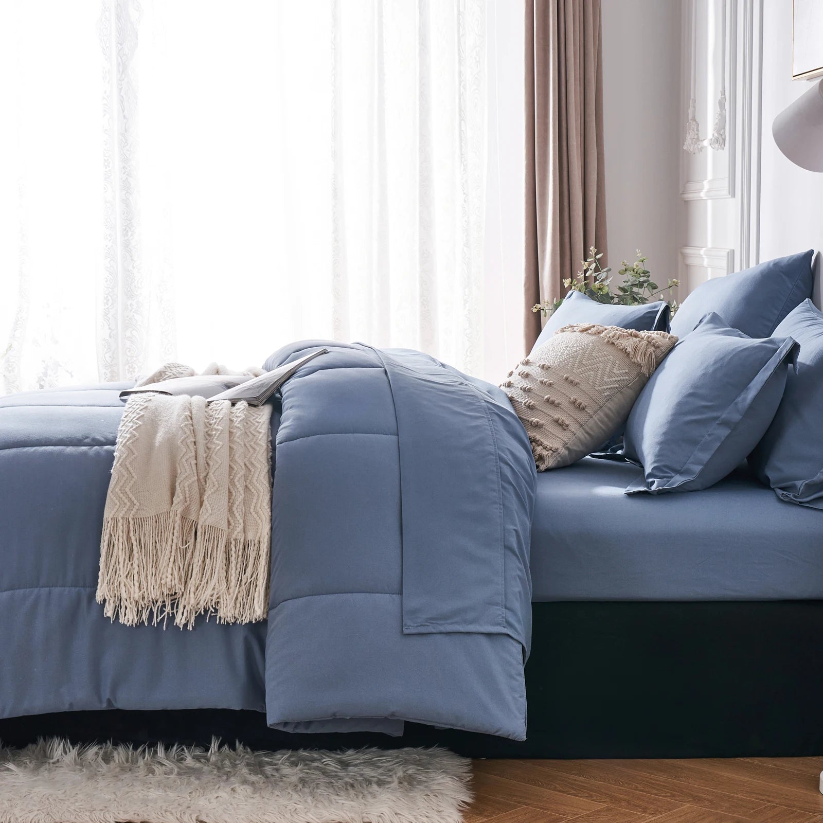 7 Piece solid Color Comforter Set QUEEN SIZE