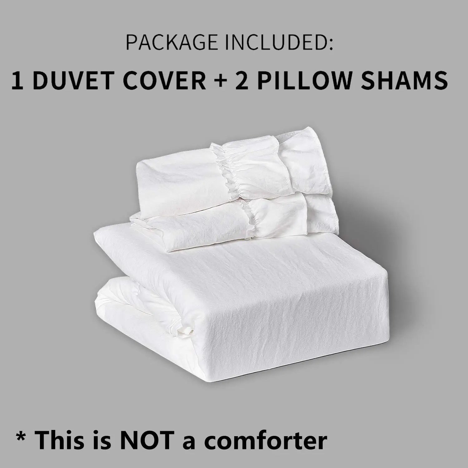 3 Piece Ruffled DUVET Cover Set Queen- COMFORTER NOT INCLUDED