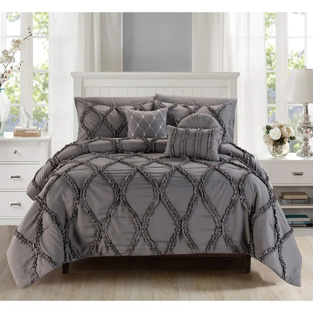 10-Piece FULL/ QUEEN SIZE - Elegant Infinity Design Comforter Set