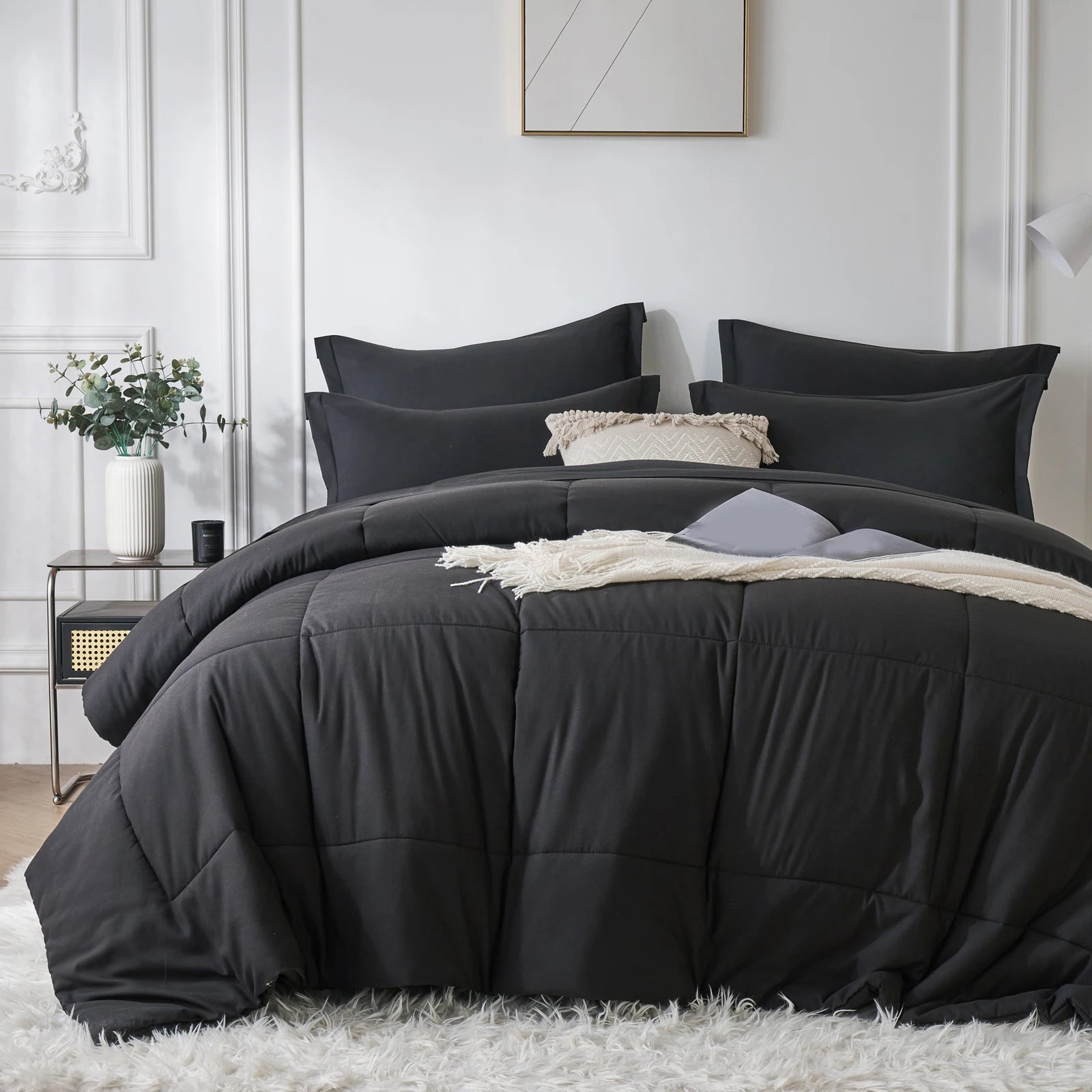 7 Piece solid Color Comforter Set QUEEN SIZE
