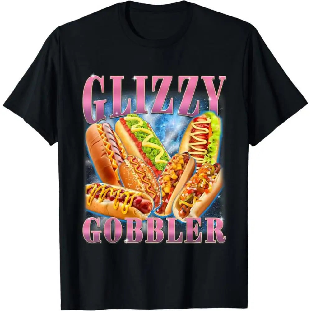 Funny Glizzy Gobbler T-shirt for Women, Hot Dog Lover Graphic Tee, Summer BBQ Party Humor Gift
