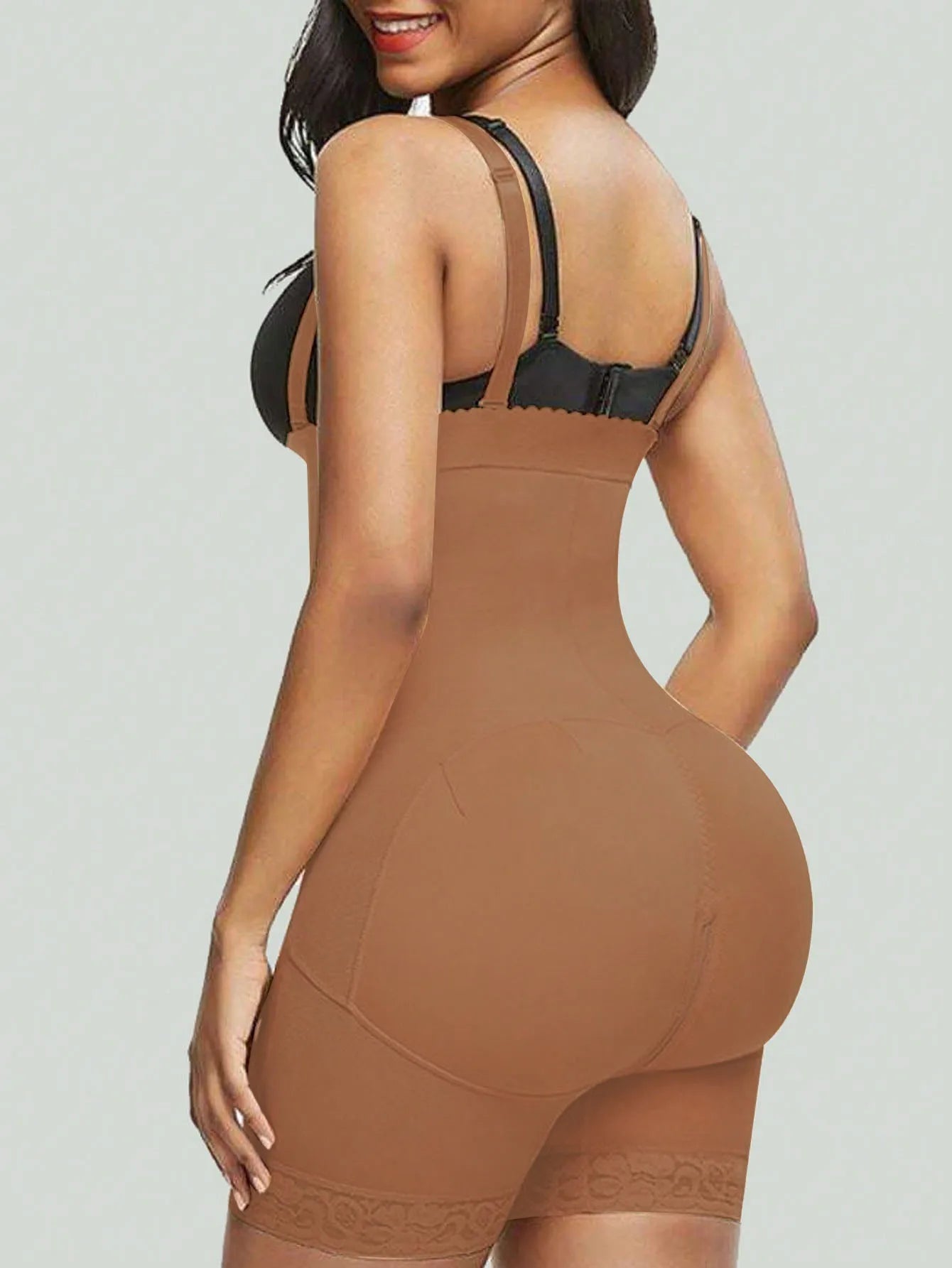 Brown Medium Control Top High Waisted Shorts