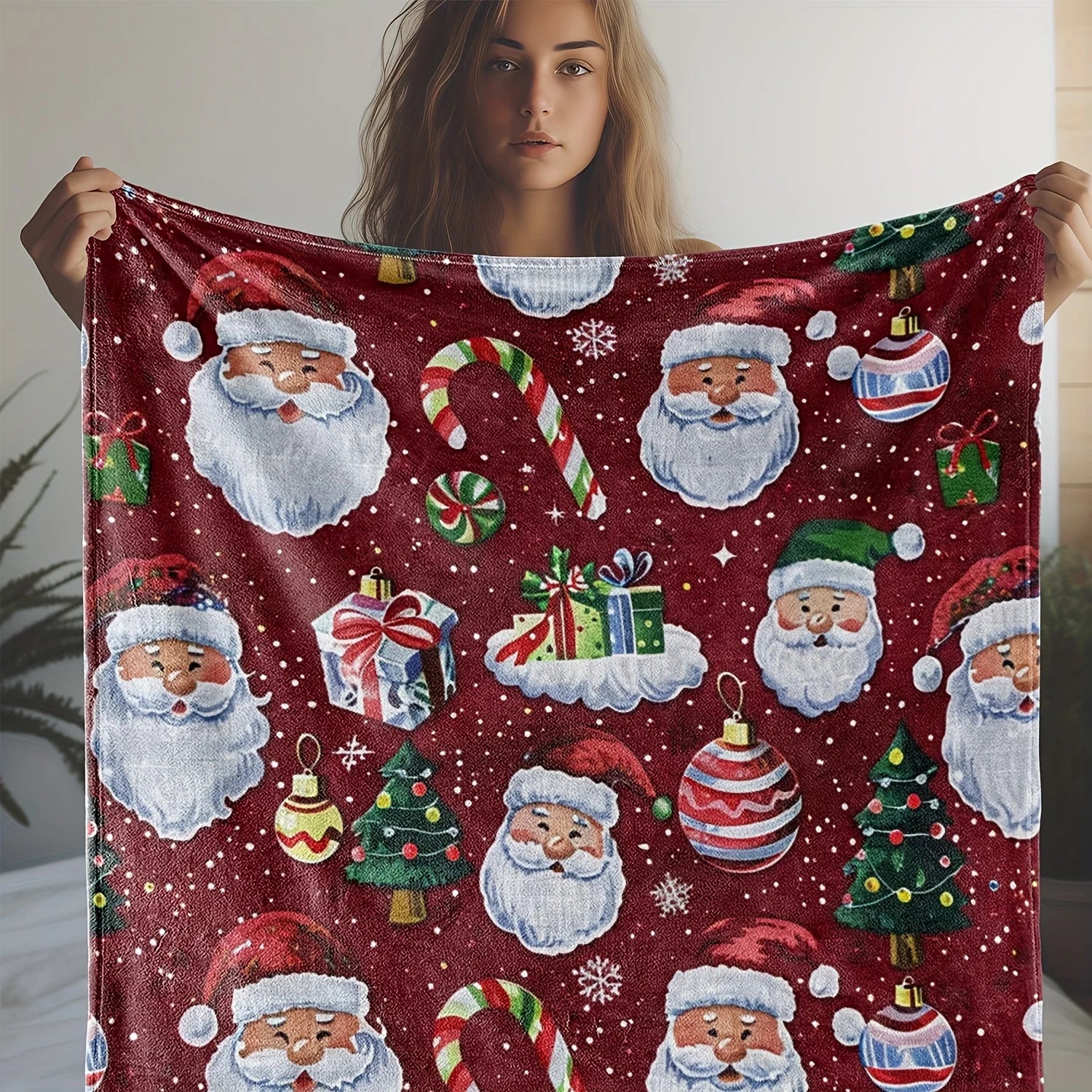 Santa Claus Flannel Throw Blanket
