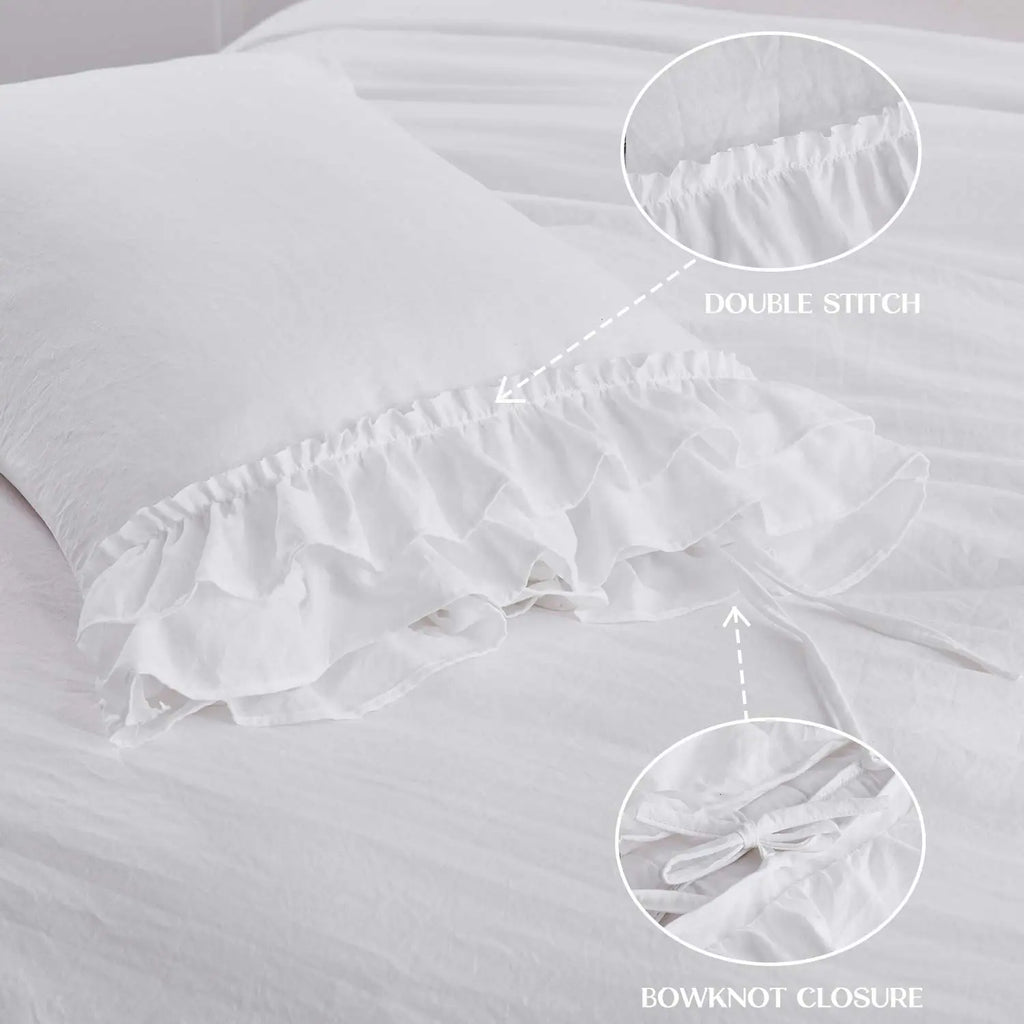 3 Piece Ruffled DUVET Cover Set Queen- COMFORTER NOT INCLUDED