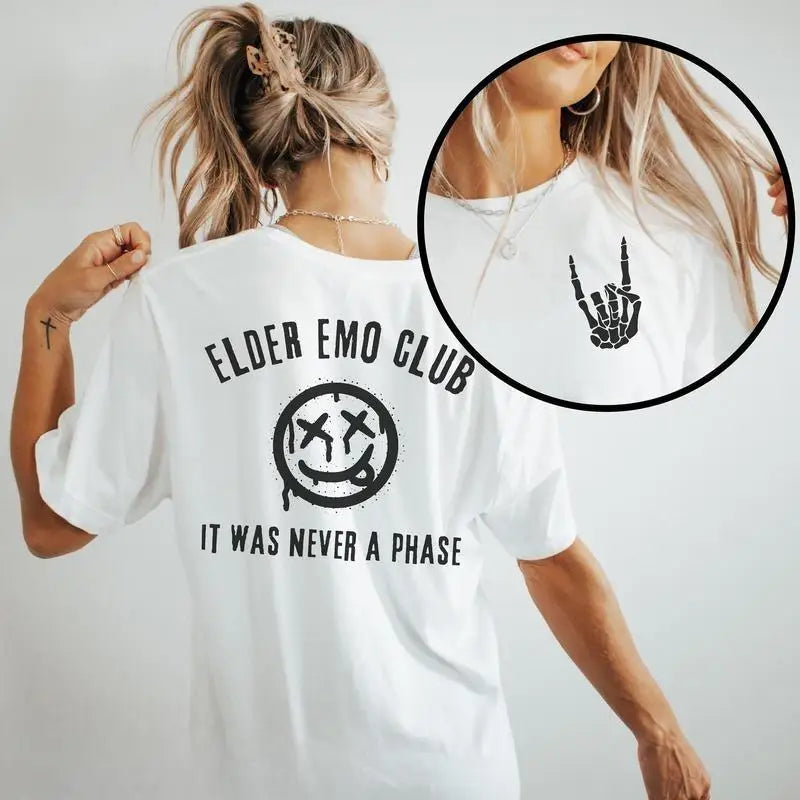 "Elder Emo Club, It was Never a Phase' Grunge Graphic Tee - UNISEX