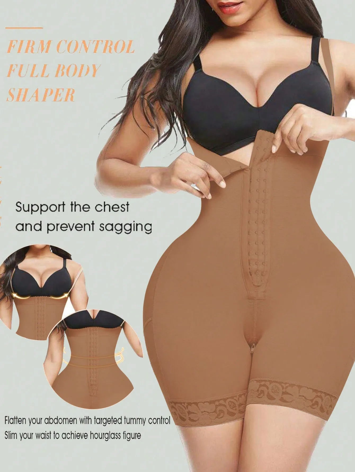 Brown Medium Control Top High Waisted Shorts