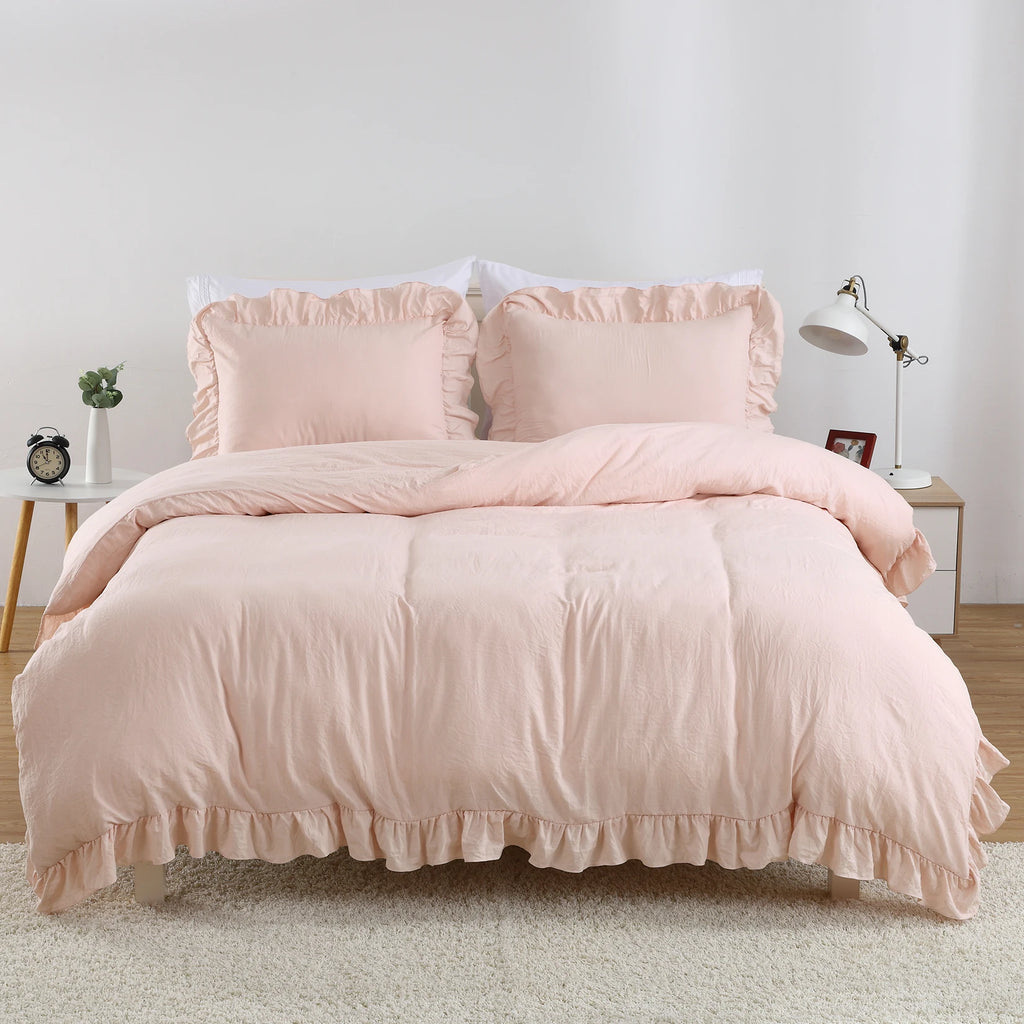 3 PC Ruffled Duvet Cover Set- COMFORTER NOT INCLUDED.