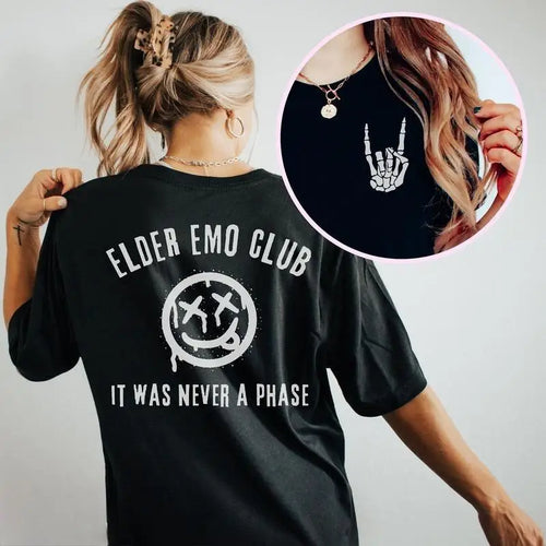 "Elder Emo Club, It was Never a Phase' Grunge Graphic Tee - UNISEX