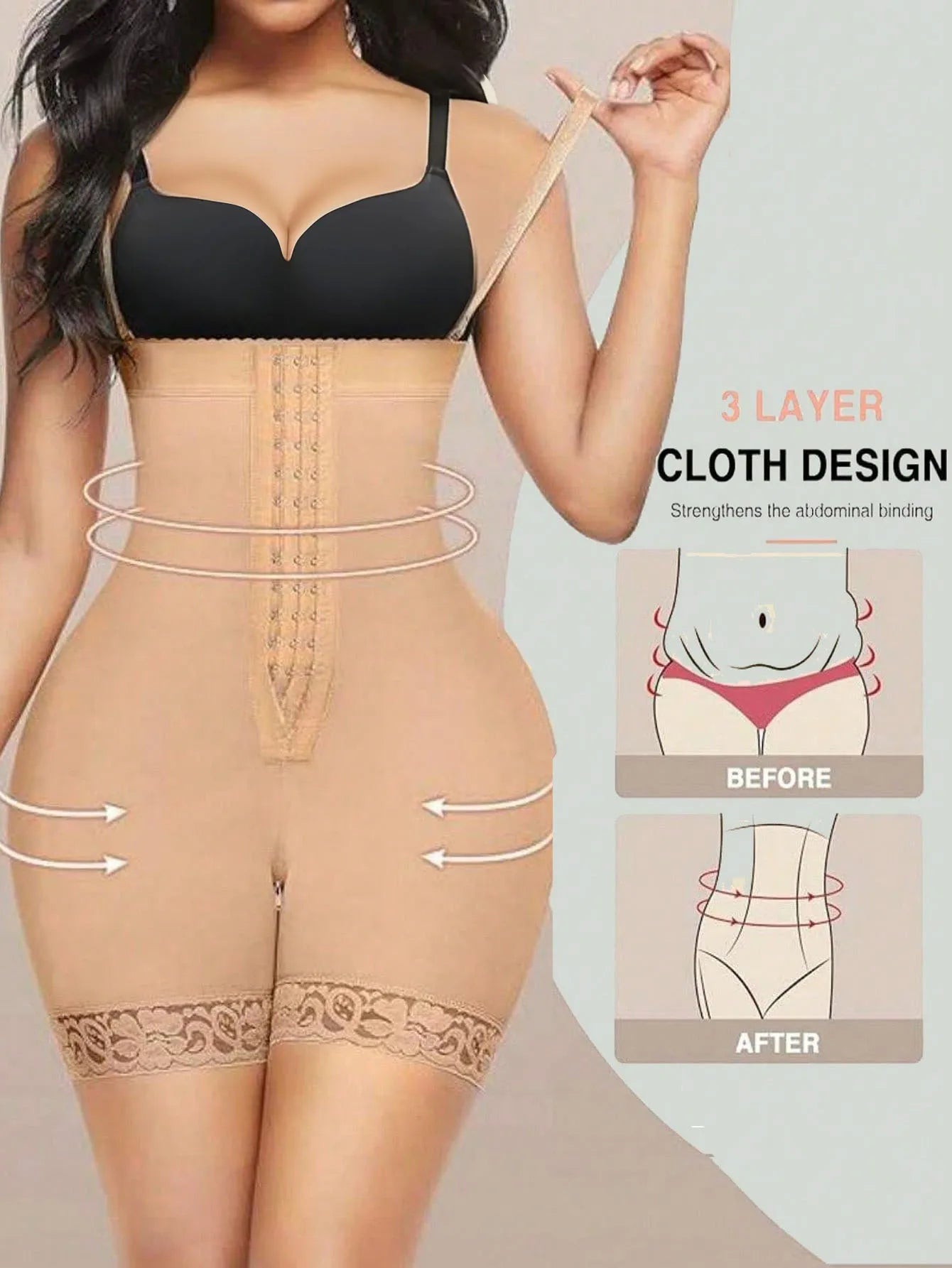  Khaki High Waist Medium Tummy Control Shapewear  
