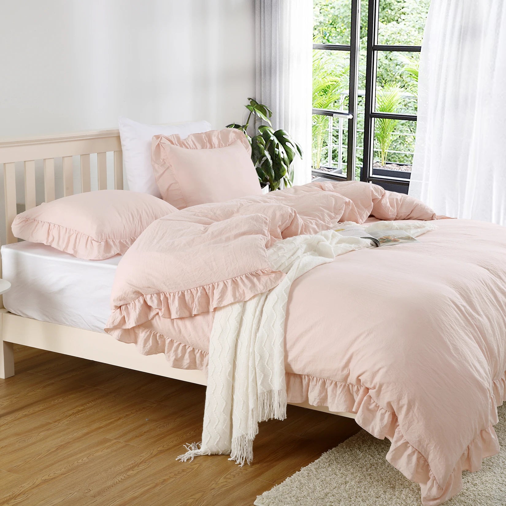 3 PC Ruffled Duvet Cover Set- COMFORTER NOT INCLUDED.