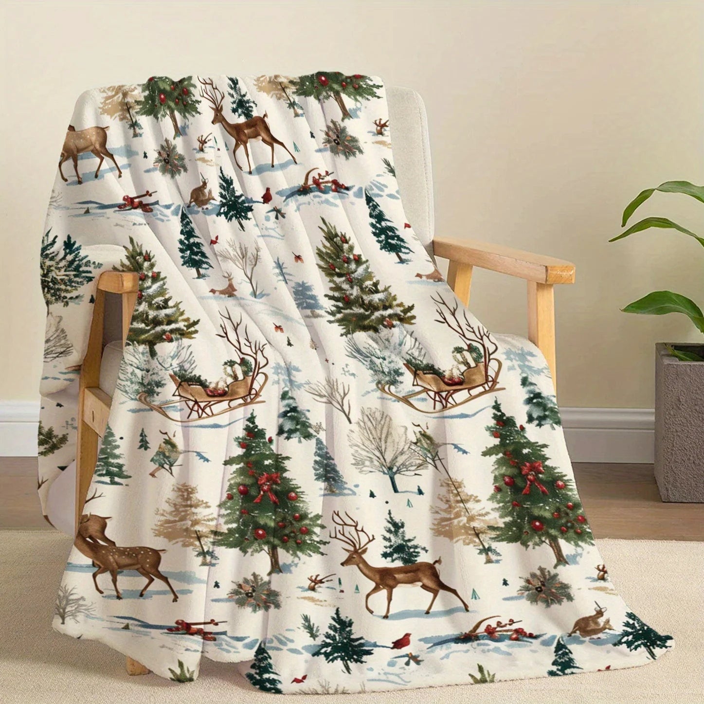 Woodland Deer Throw Blanket
