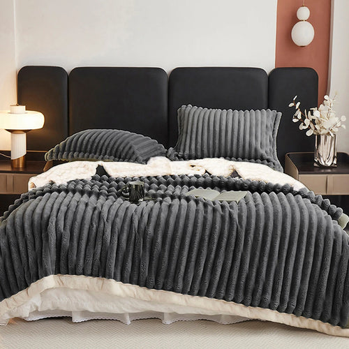 1pc Full/ Queen Size Weighted Fleece Blanket -Soft, Warm, Throw 8lbs With Sherpa