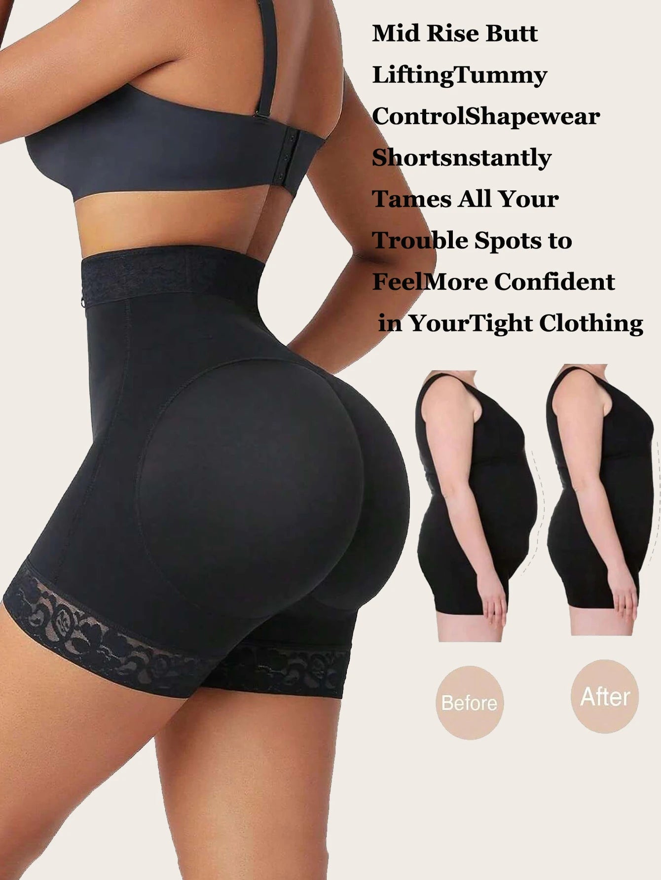 Lace Trim Sculpting Shorts