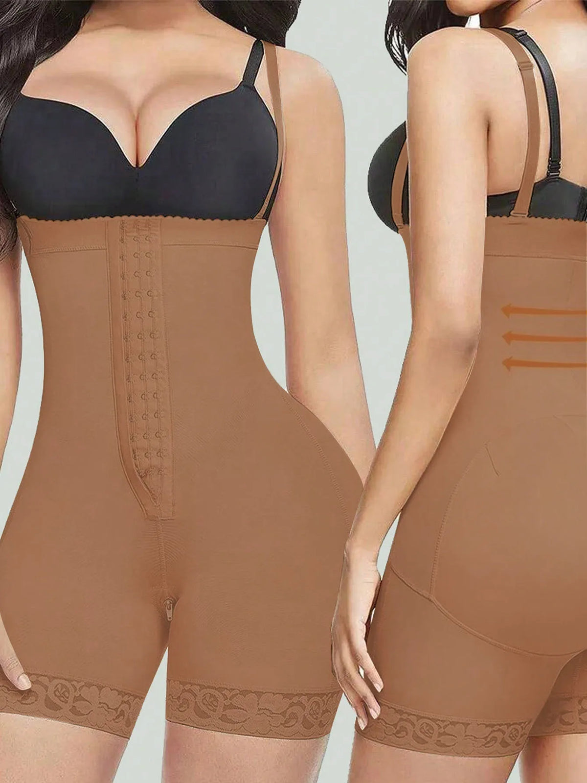 Brown Medium Control Top High Waisted Shorts