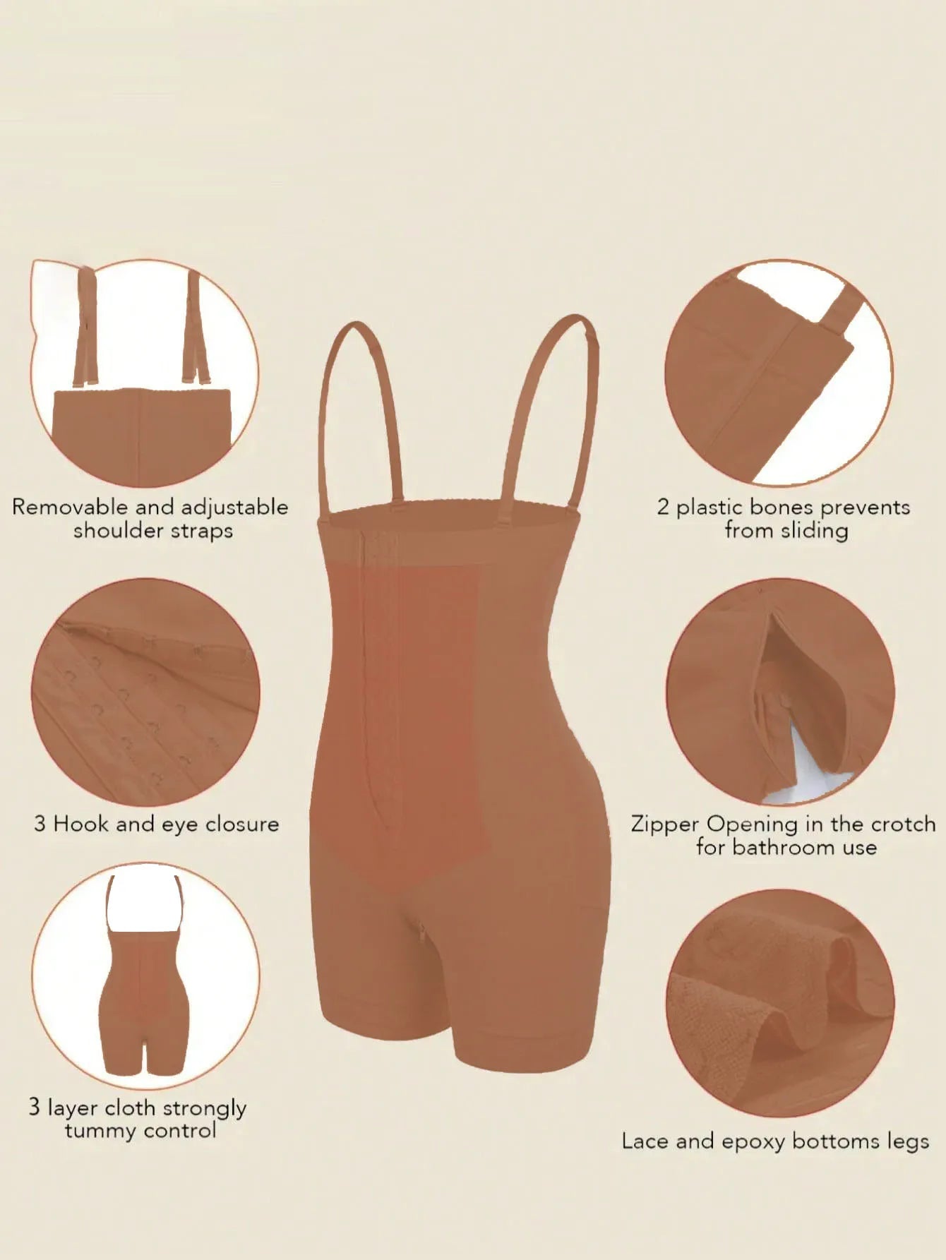 Brown Medium Control Top High Waisted Shorts