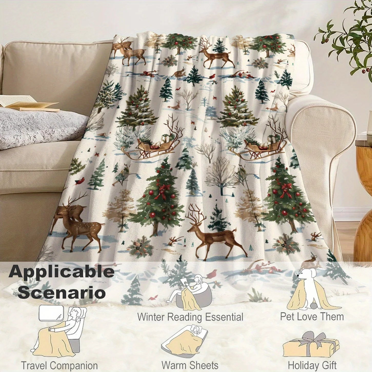 Woodland Deer Throw Blanket