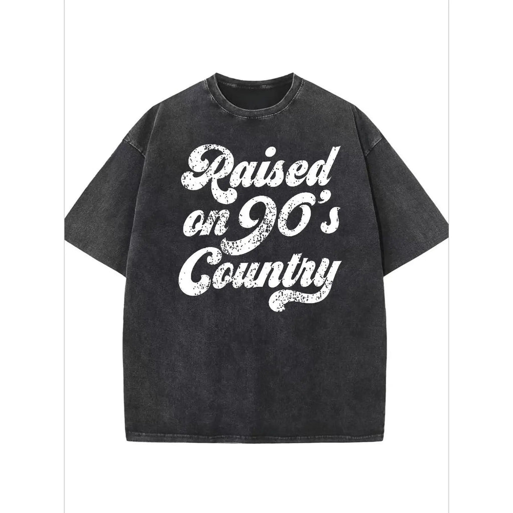 "Raised on 90s Country T-Shirt for Women | Vintage Washed Retro Music Graphic Tee | Nostalgia Gift"